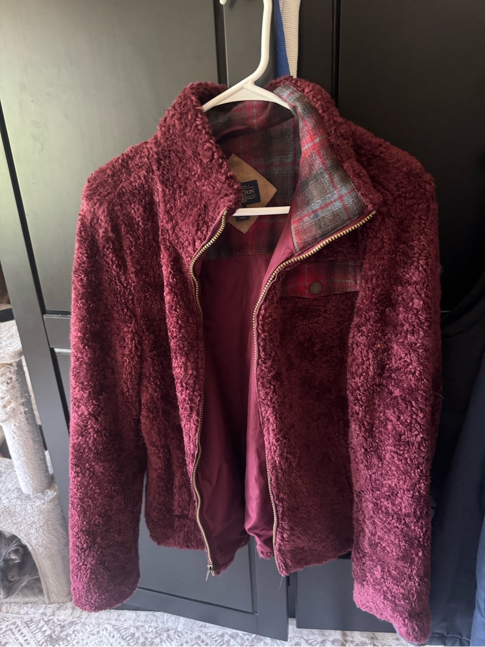 Burgundy Pendleton Plush Faux Shearling Zip Jacket size medium